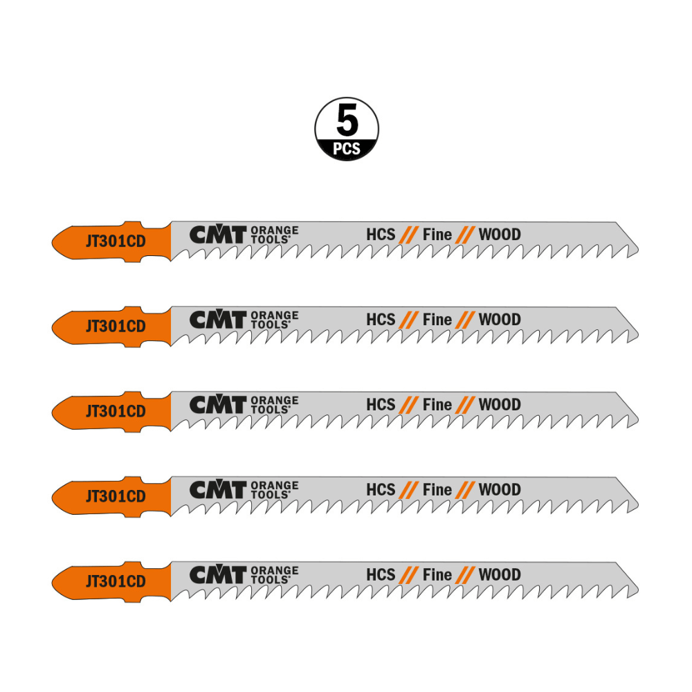 Lot de 5 Lames scie sauteuse CMT JT301CD bois coupe droite 8 TPI