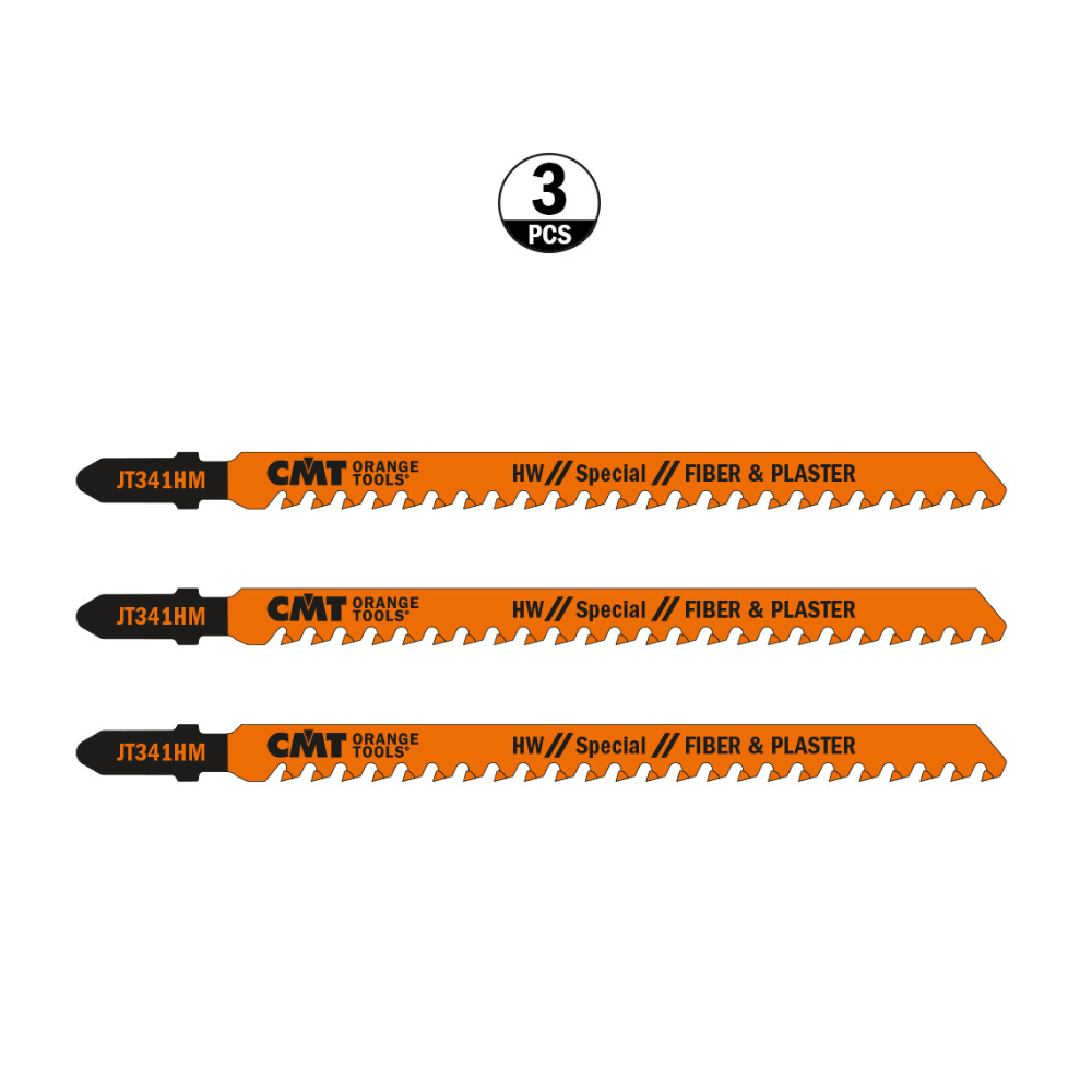 Lot de 3 Lames scie sauteuse CMT JT341HM fibrociment MDF 6 TPI