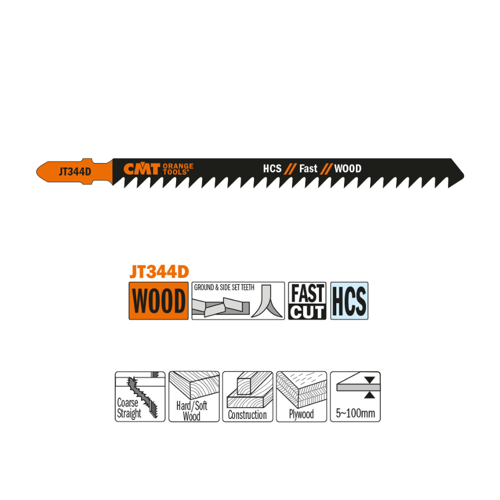 Lame de scie sauteuse JT344D - Bois tendre, coupe droite - CMT