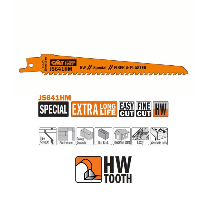 Lame de scie sabre JS641HM - Bois avec clous, coupe droite - CMT