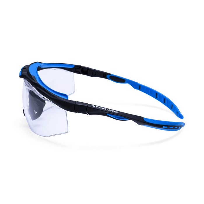 Vue de côté du Lunettes Peak KN fumées anti-rayures anti-buée – Portwest