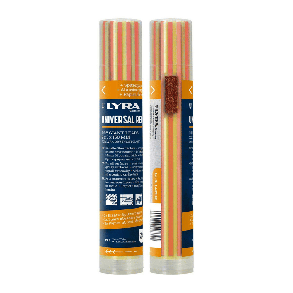 Mines LYRA DRY PROFI GIANT 2 × 5 × 150 mm – étui de 12 - Rouge universel