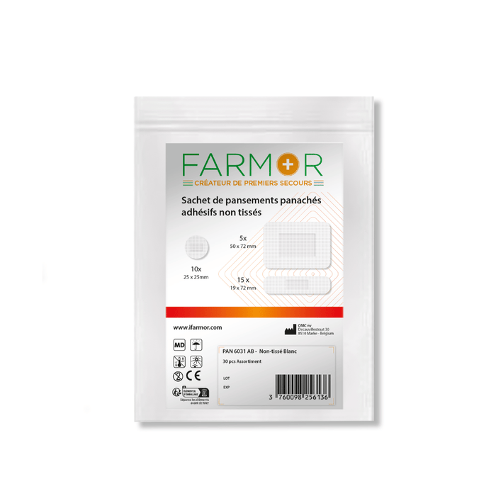 Pansements adhésifs panachés FARMOR PAN 6031 AB – 30 pièces