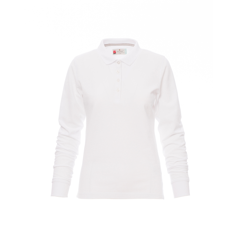 Vue de face du Polo femme Payper FLORENCE LADY manches longues Blanc