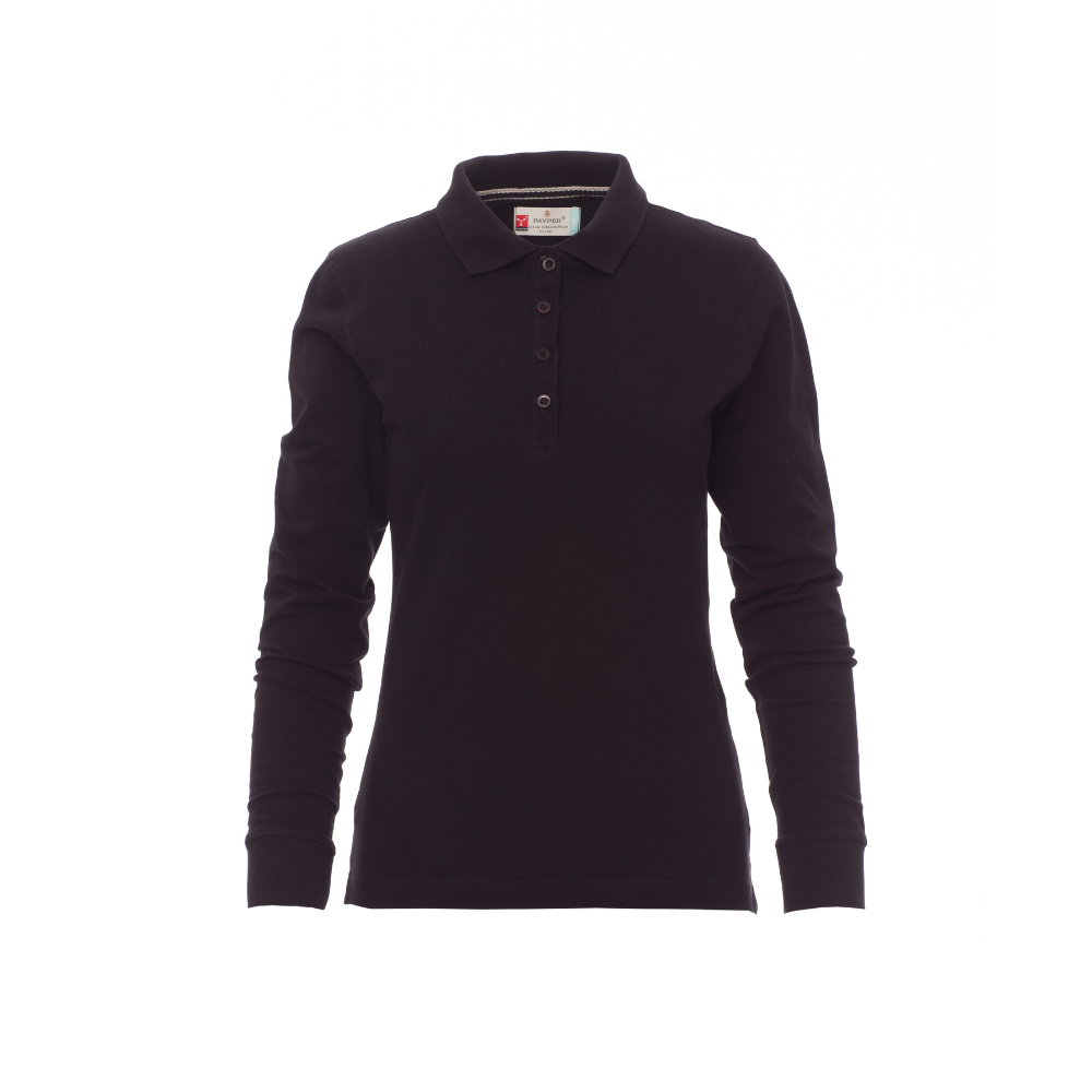 Vue de face du Polo femme Payper FLORENCE LADY manches longues Noir