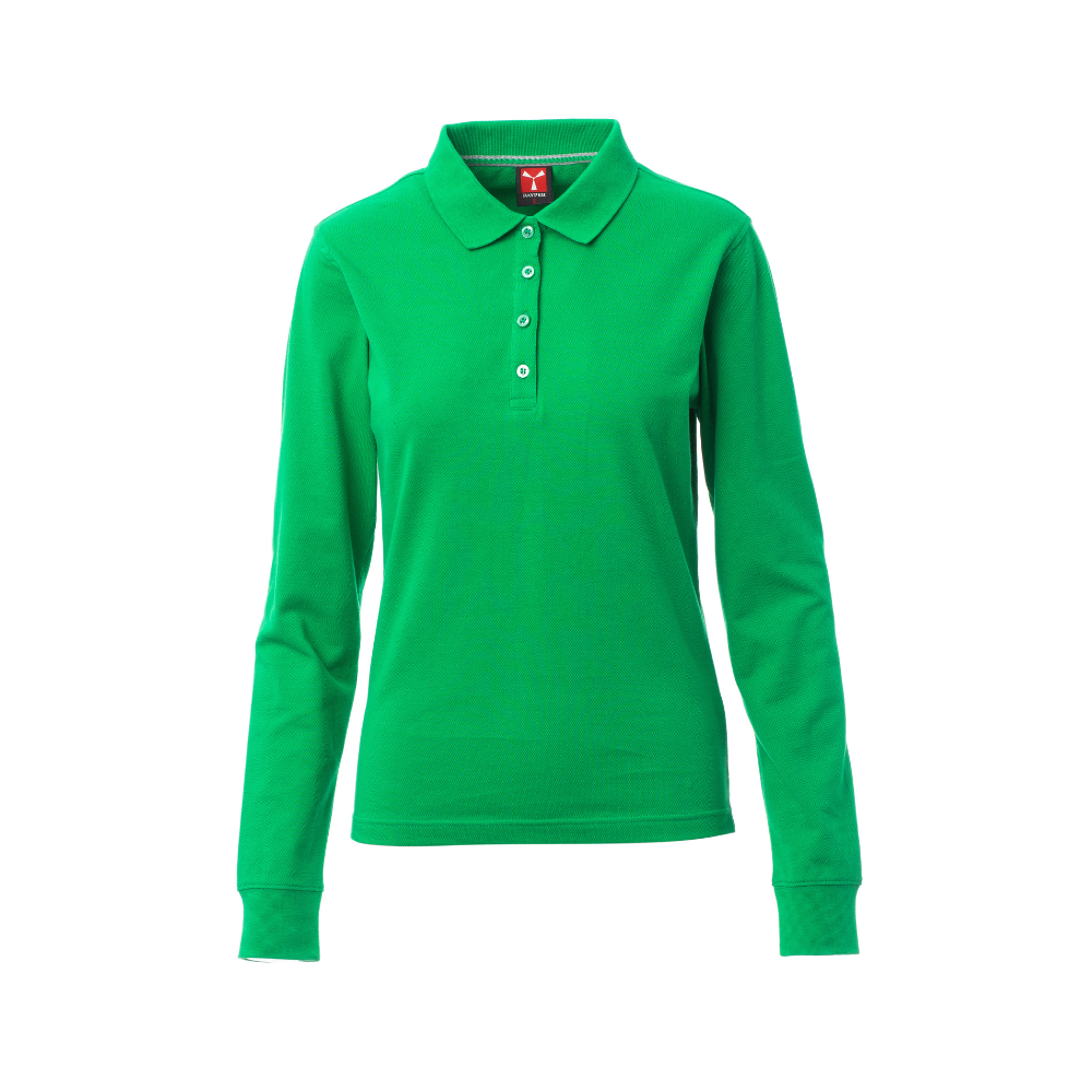 Vue de face du Polo femme FLORENCE LADY manches longues Vert Gelée