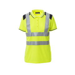 Vue de face du Polo femme Payper GUARD+LADY Jaune Fluo/Bleu Marine