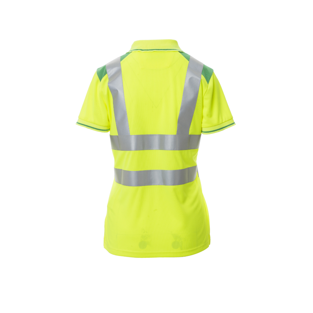 Vue de dos du Polo femme Payper GUARD+LADY Jaune Fluo/Vert Gelée