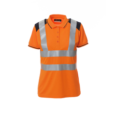 Vue de face du Polo femme Payper GUARD+LADY Orange Fluo/Bleu Marine