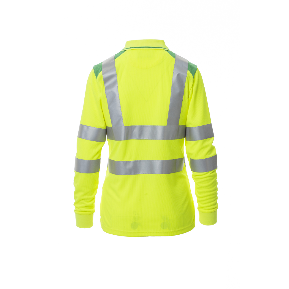 Vue de dos du Polo femme Payper GUARD+WINTER LADY Jaune Fluo/Vert Gelée