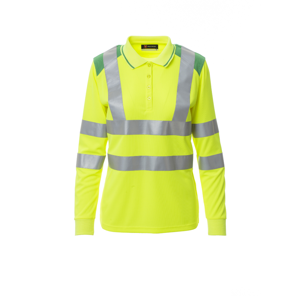 Vue de face du Polo femme Payper GUARD+WINTER LADY Jaune Fluo/Vert Gelée