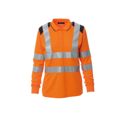 Vue de face du Polo femme Payper GUARD+WINTER LADY Orange Fluo/Bleu Marine