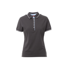 Vue de face du Polo femme Payper LEEDS manches courtes Noir/Blanc