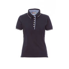 Vue de face du Polo femme Payper LEEDS manches courtes Bleu Marine/Blanc