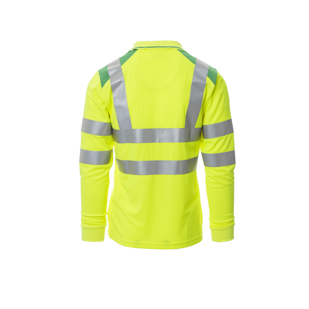 Vue de dos du Polo homme Payper GUARD+WINTER Jaune Fluo/Vert Gelée