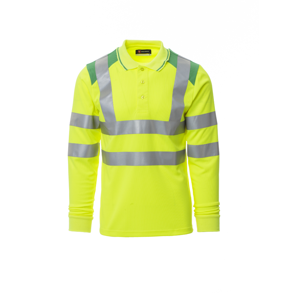 Vue de face du Polo homme Payper GUARD+WINTER Jaune Fluo/Vert Gelée