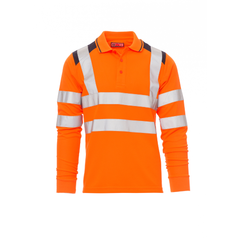 Vue de face du Polo homme Payper GUARD+WINTER Orange Fluo/Bleu Marine
