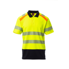 Vue de face du Polo hv Payper LANE manches courtes Jaune Fluo/Marine