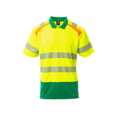 Vue de face du Polo hv Payper LANE manches courtes Jaune Fluo/Vert