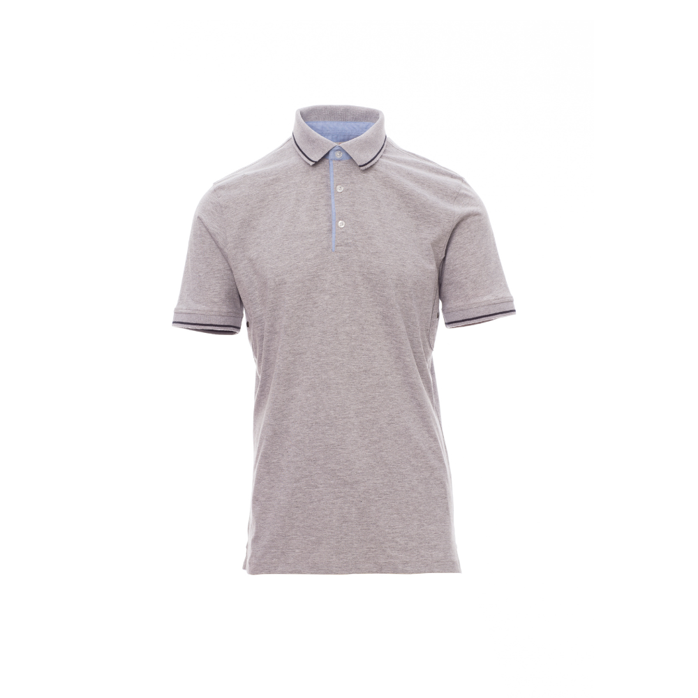 Vue de face du Polo homme CAMBRIDGE MELANGE - Gris Chiné/Bleu Marine 