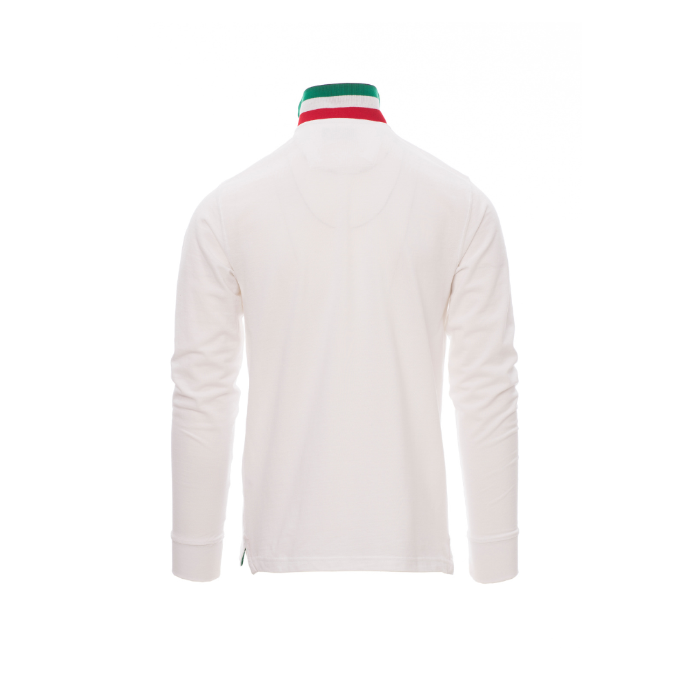 Vue de dos du Polo homme Payper LONG NATION manches longues Blanc/Italie