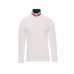 Vue de face du Polo homme Payper LONG NATION manches longues Blanc/Italie