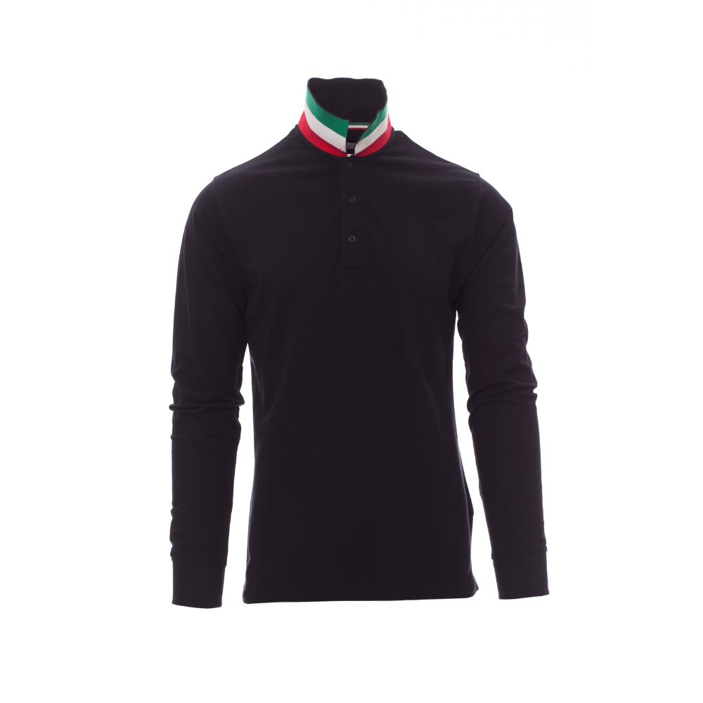 Vue de face du Polo homme Payper LONG NATION manches longues Bleu Marine/Italie