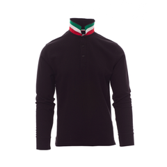 Vue de face du Polo homme Payper LONG NATION manches longues Noir/Italie