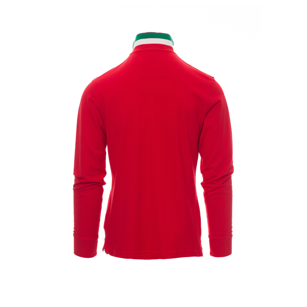 Vue de dos du Polo homme Payper LONG NATION manches longues Rouge/Italie 