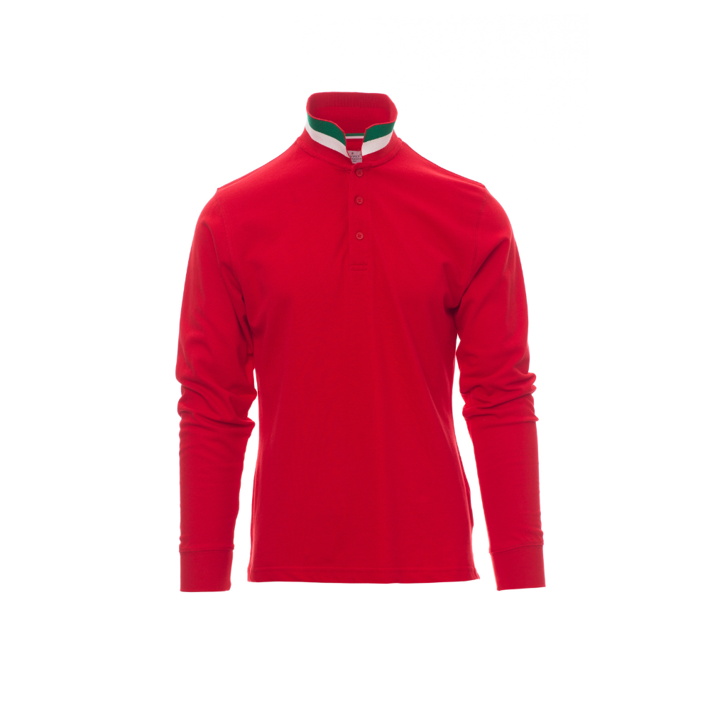 Vue de face du Polo homme Payper LONG NATION manches longues Rouge/Italie 