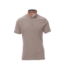 Vue de face du Polo homme Payper NAUTIC Gris Clair/Noir-Orange Fluo