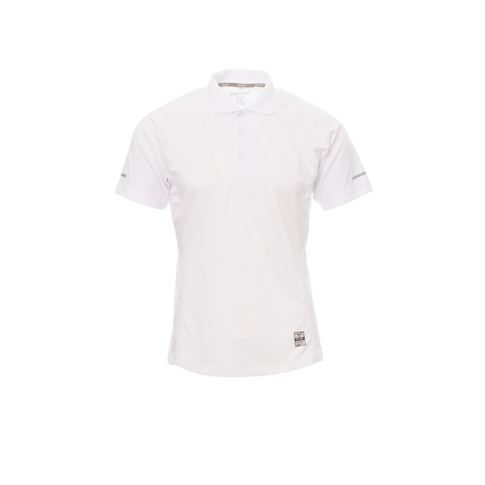 Vue de face du Polo homme technique Payper TRAINING manches courtes Blanc