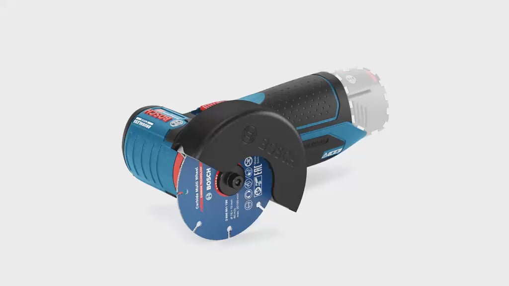 Charger la vidéo : Meuleuse angulaire sans fil 12 V Bosch PRO GWS 12V-76 – Ø76 mm – L-BOXX