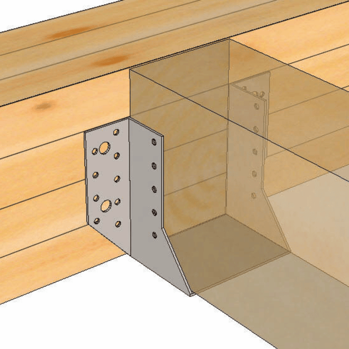 Application du Sabot de charpente ailes extérieures inox A4 60 × 100 mm - ING FIXATIONS