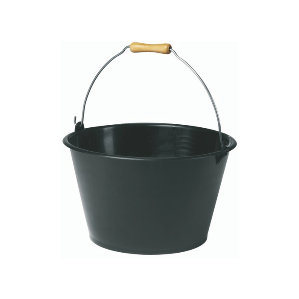 Seau noir 15,5 L avec anse métal et poignée bois