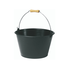 Seau noir 15,5 L avec anse métal et poignée bois