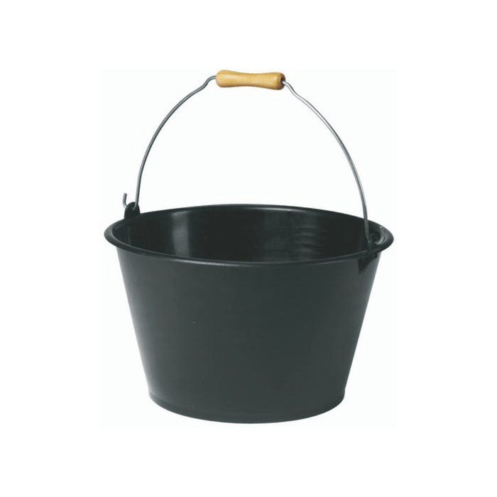 Seau noir 15,5 L avec anse métal et poignée bois