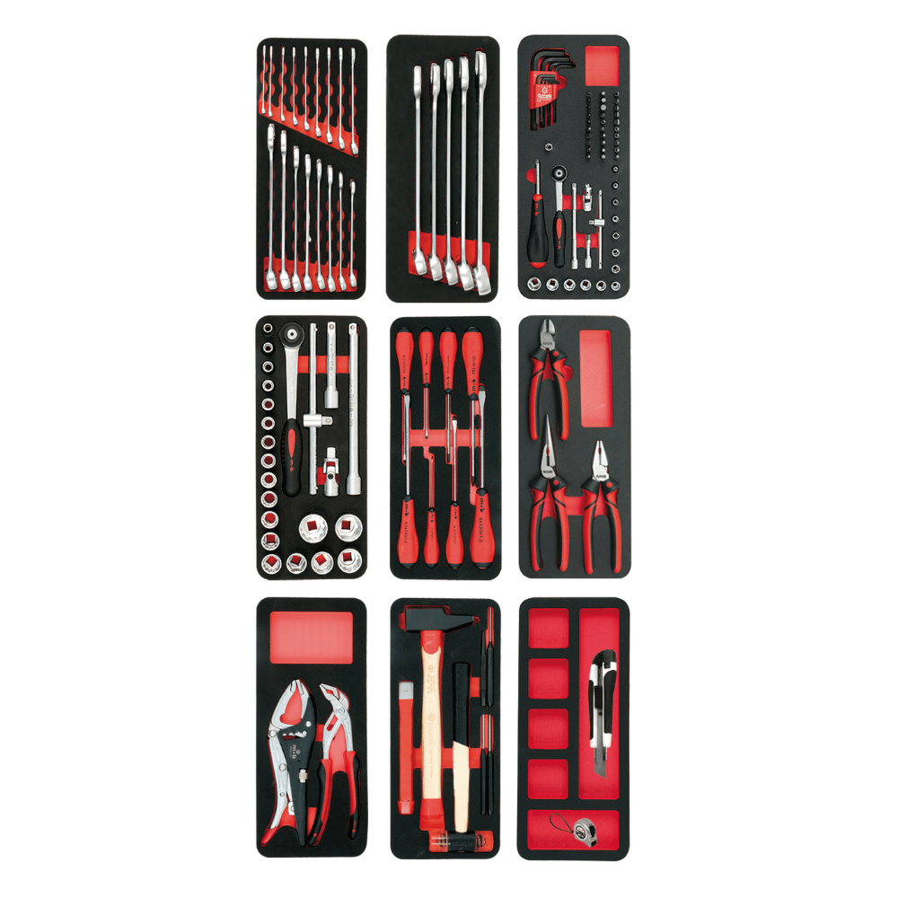Composition de la Servante Proliner 7 tiroirs 126 outils mousse – MOB