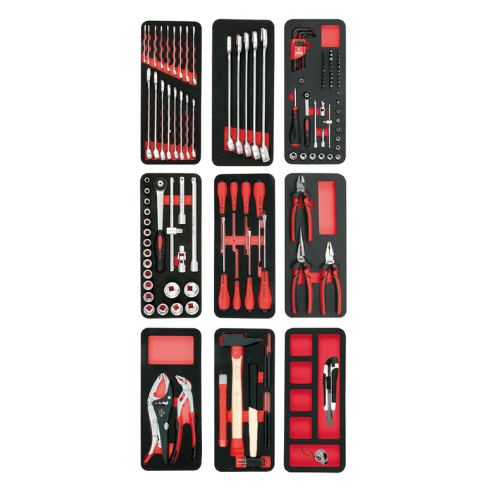 Composition de la Servante Proliner 7 tiroirs 126 outils mousse – MOB