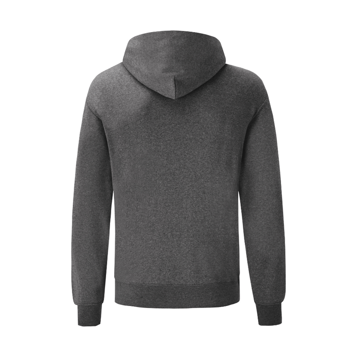Vue de dos du Sweat à capuche Classic gris foncé chiné – Fruit of the Loom