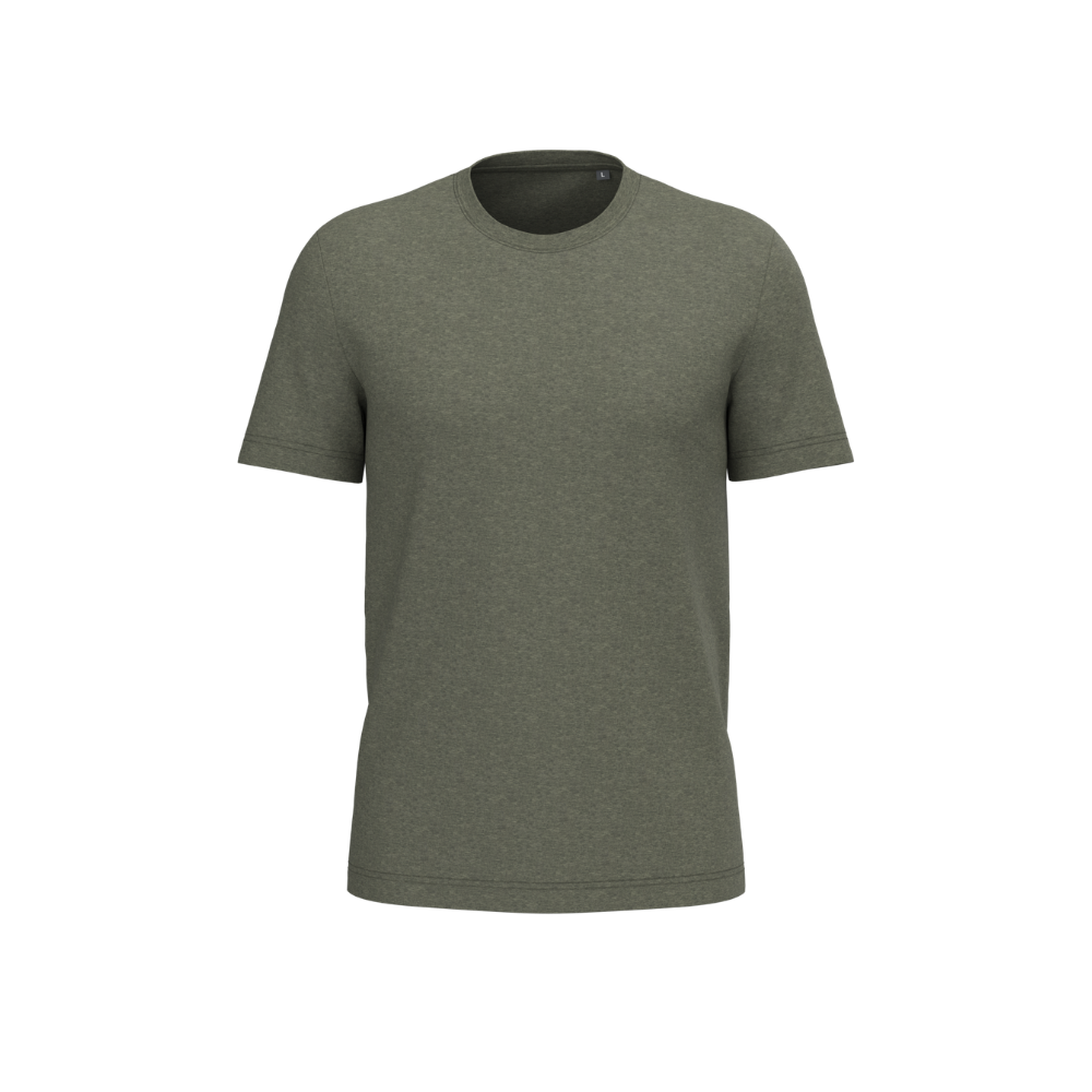 Vue de face du T-shirt Bio190 homme coton biologique Green Marble Heather