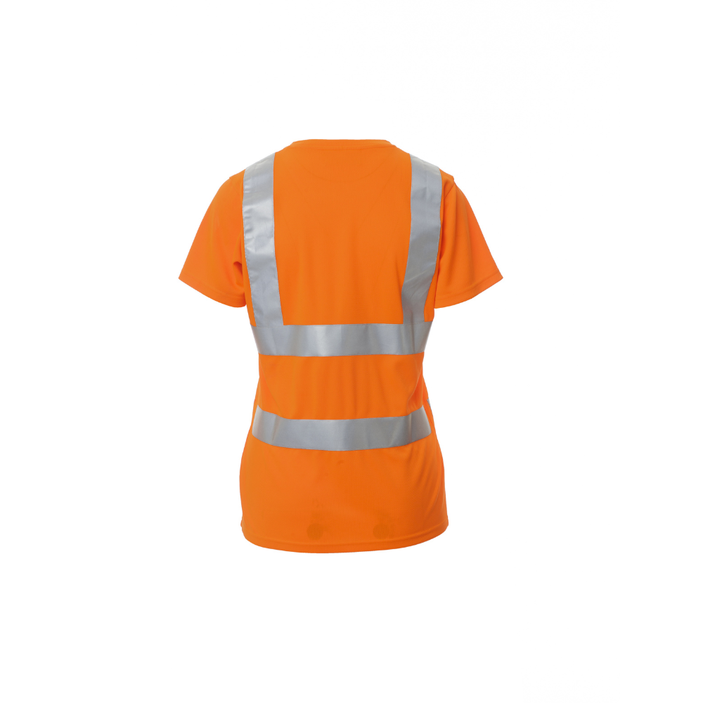 Vue de dos du t-shirt haute visibilité orange femme avenue payper