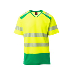 Vue de face du T-shirt haute visibilité Payper WAY manches courtes Jaune Fluo/Vert