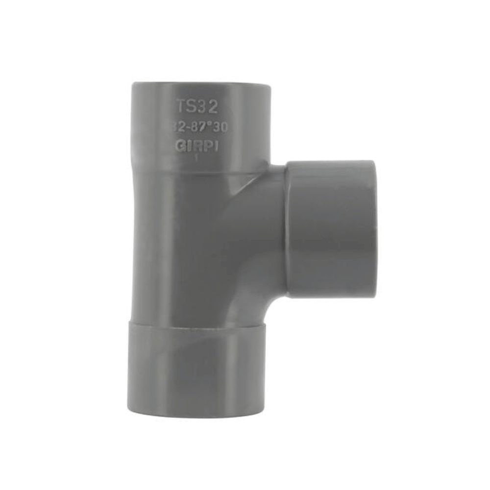 Té PVC évacuation FF 87°30 GIRPI Ø32 à Ø250 mm TS32FF