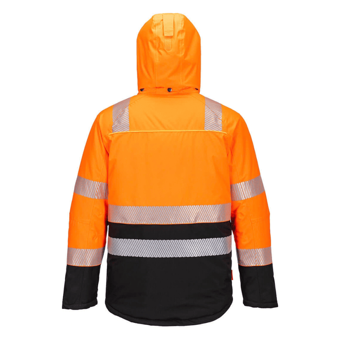 Vue de dos du Veste haute visibilité hiver DX4 DX430 Orange/Noir – Portwest